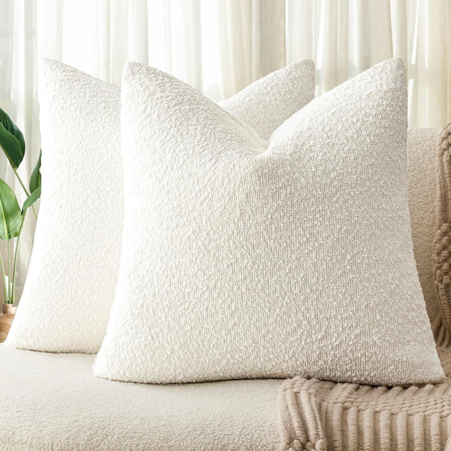Boucle European Pillowcases - Snow - Twin Pack