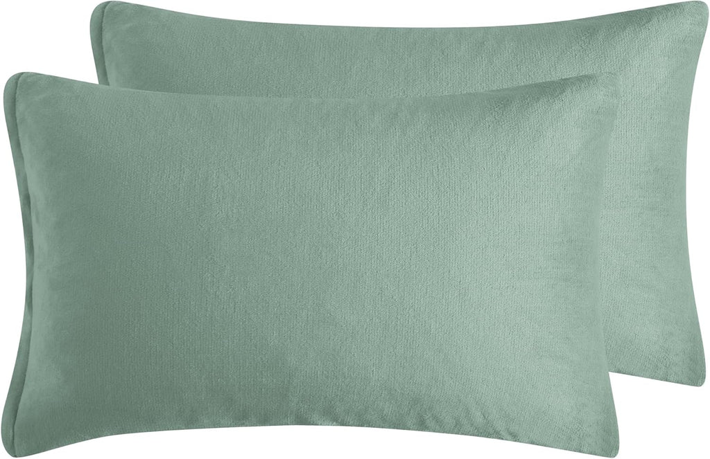 Teddy Sherpa Standard Pillowcases - Twin-Pack - Sage Green - 48cm x 73cm