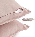 Linen-Cotton European Pillowcases - Soft & Breathable with Hidden Zipper Design - Pink, 65x65cm