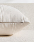Linen Blend Striped European Pillowcases, Set of 2, Snow, 65x65cm