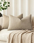 Chenille Haze-Textured Cushion Covers - Pack of 2 - Camel, 30cm x 50cm
