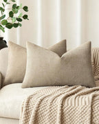 Chenille Haze-Textured Cushion Covers - Pack of 2 - Camel, 30cm x 50cm
