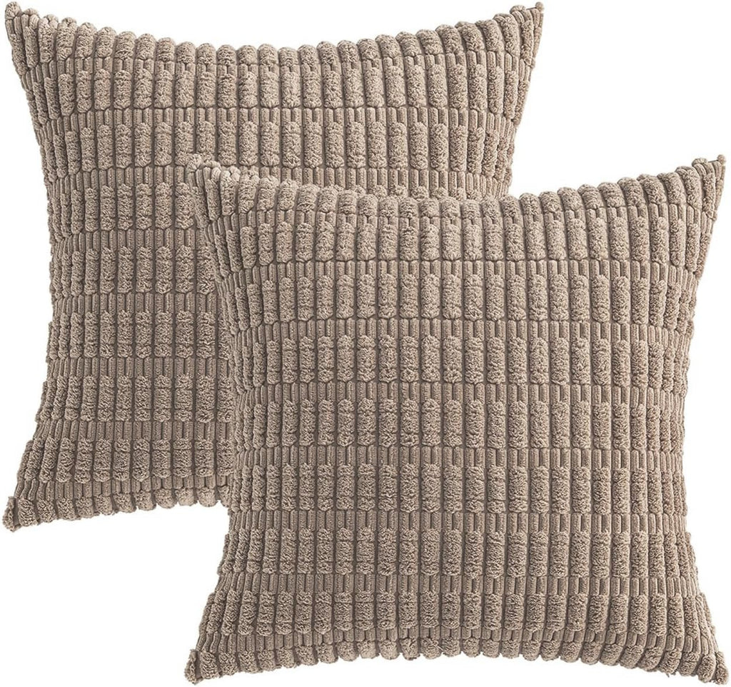 Boho Corduroy Cushion Covers - Twin-Pack - Taupe - 45cm x 45cm