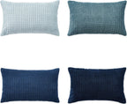 Corduroy Corn Grain Cushion Covers - Pack of 4 Mix of Blue Shades - 30cm x 50cm