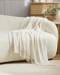 Chenille Knitted Throw - Snow, 130x170cm