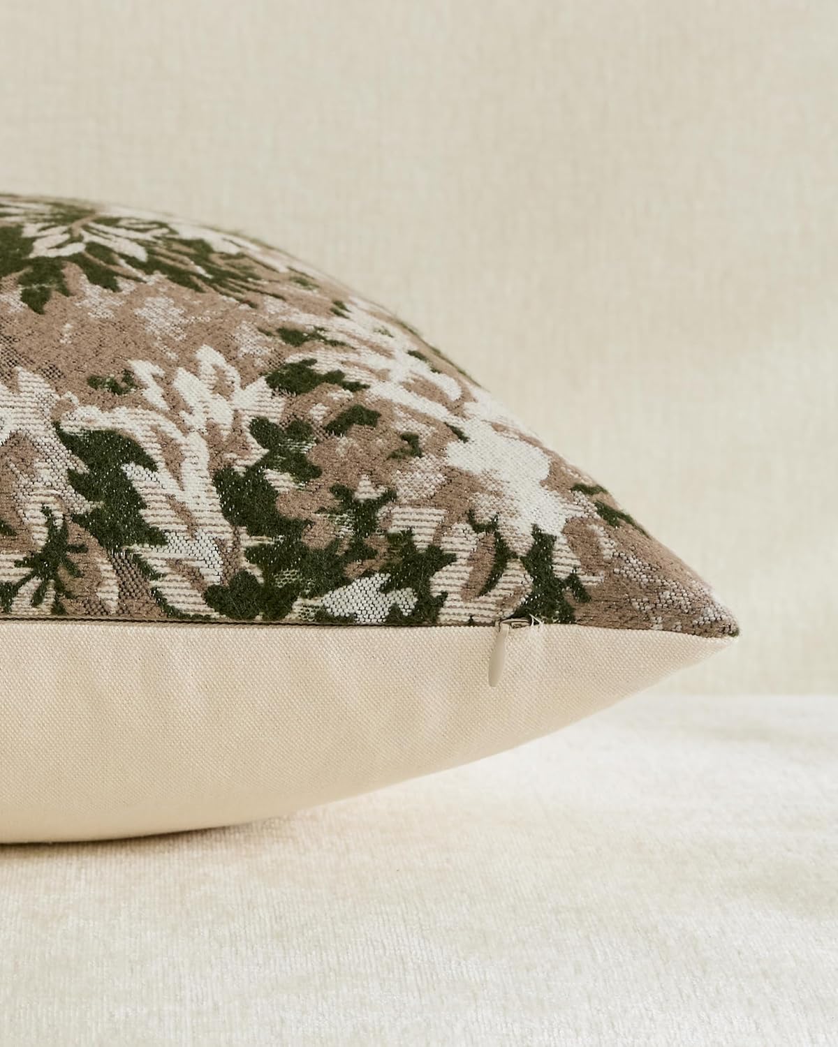 Vintage Botanical Chenille Cushion Covers - Twin-Pack - Green, 30cm x 50cm