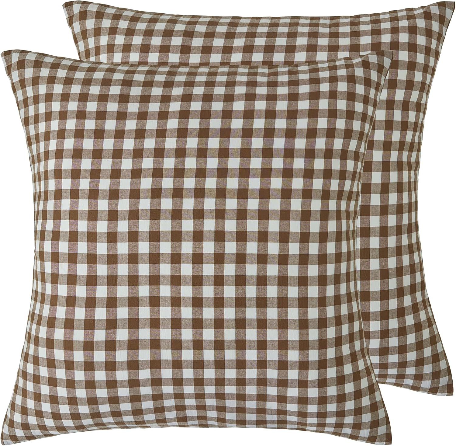 Yarn-Dyed Vintage Washed Cotton European Pillowcases - Brown
