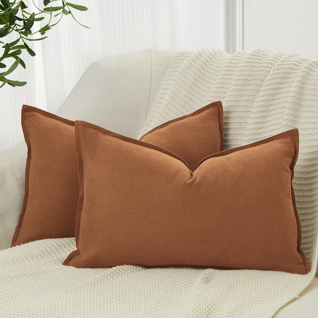 Linen & Cotton Blend Cushion Covers - Twin-Pack - Terracotta