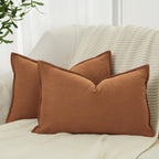 Linen & Cotton Blend Cushion Covers - Twin-Pack - Terracotta