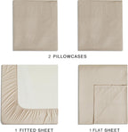 Vintage Washed Microfibre Sheet Set with Pillowcases - Linen