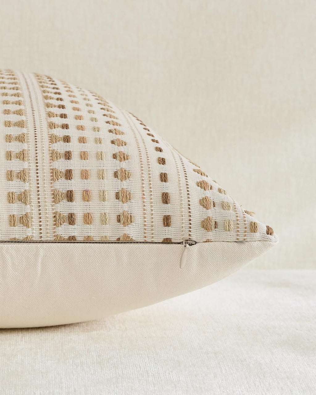 Bohemian Dot Woven Cushion Covers - Twin-Pack - Beige, 30cm x 50cm
