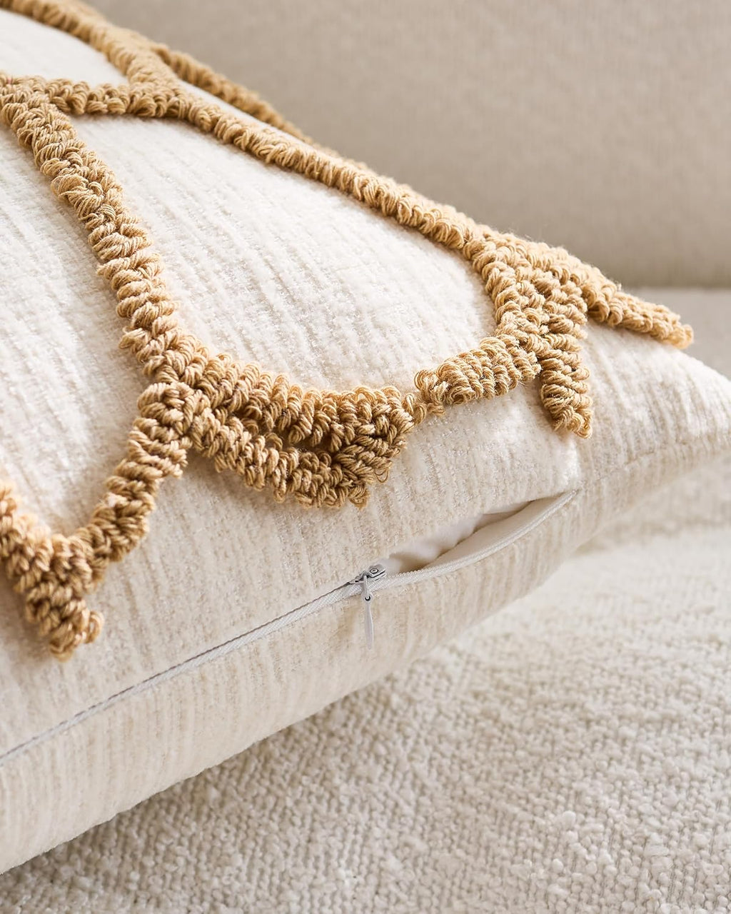 Tufted Rose Cushion Covers - Twin-Pack - Tan, 45cm x 45cm