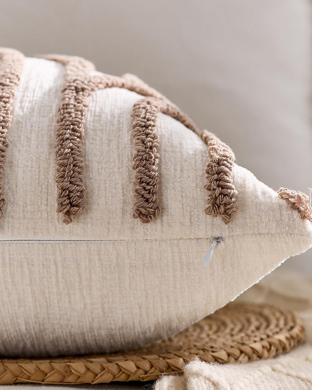 Tufted Arch Cushion Covers - Twin-Pack - Brown, 45cm x 45cm