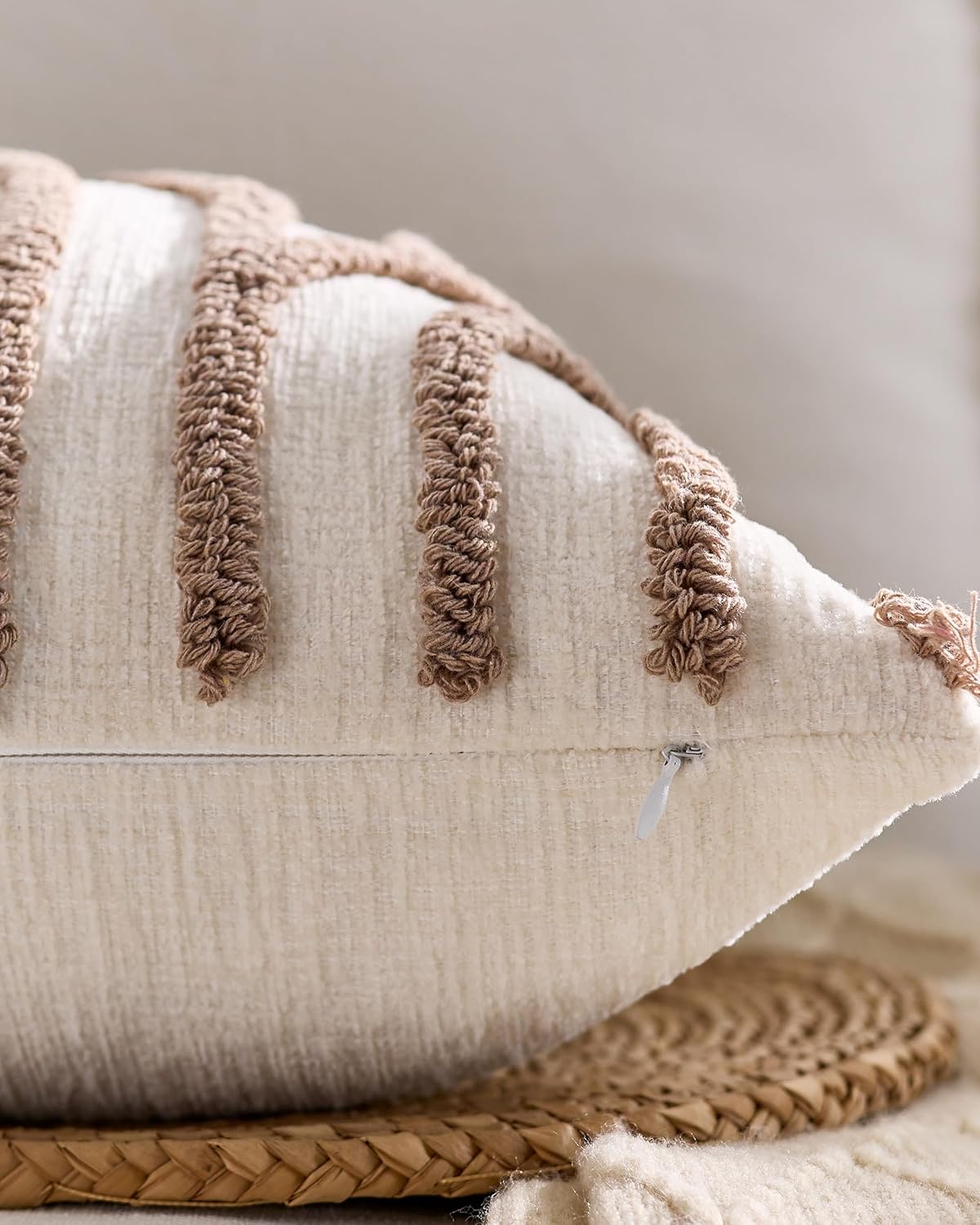 Tufted Arch Cushion Covers - Twin-Pack - Brown, 45cm x 45cm