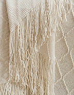 Micro Plush Diamond Knitted Throw Blanket, Snow