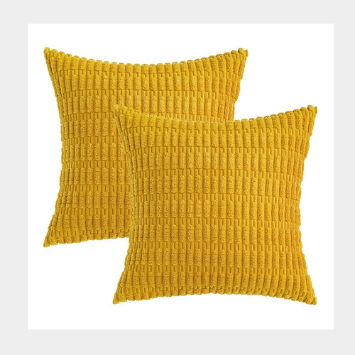 Boho Corduroy Cushion Covers - Twin-Pack - Mustard - 45cm x 45cm