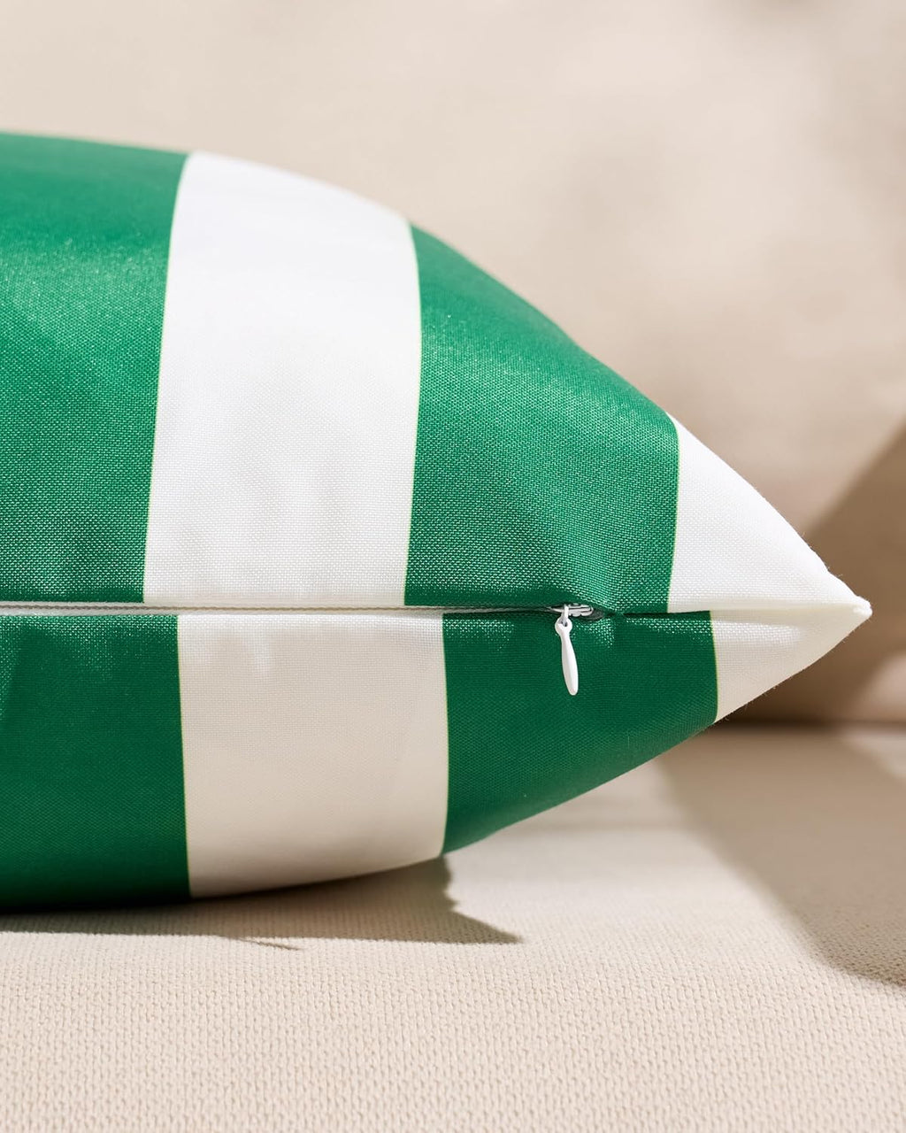 Striped Outdoor Waterproof Cushion Covers Emerald Green 45x45cm