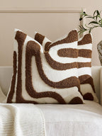 Tufted Wave Cushion Covers Set of 2, Brown, 45 x 45 cm