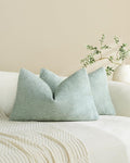 Chenille Grid Cushion Covers - Pack of 2 - Sage, 30cm x 50cm