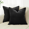 Linen & Cotton Blend Cushion Covers - Twin-Pack - Black