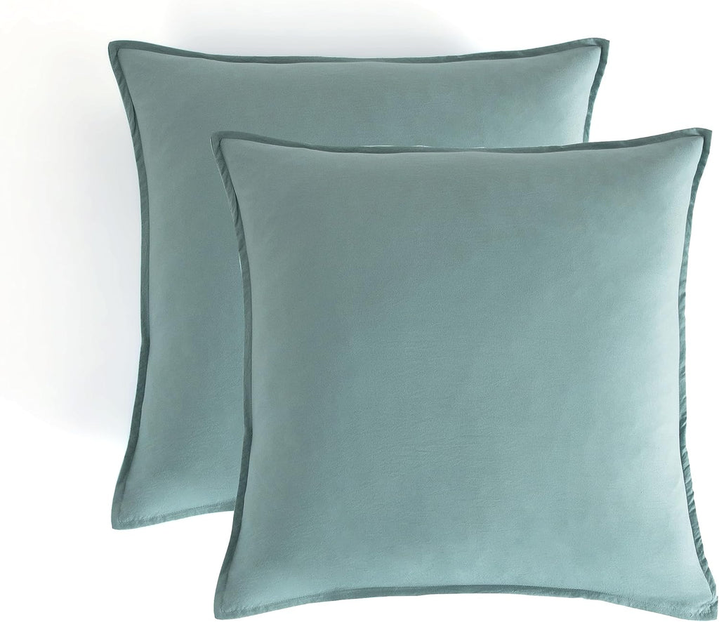 Vintage Washed Microfibre European Pillowcases - Twin-Pack - Seafoam