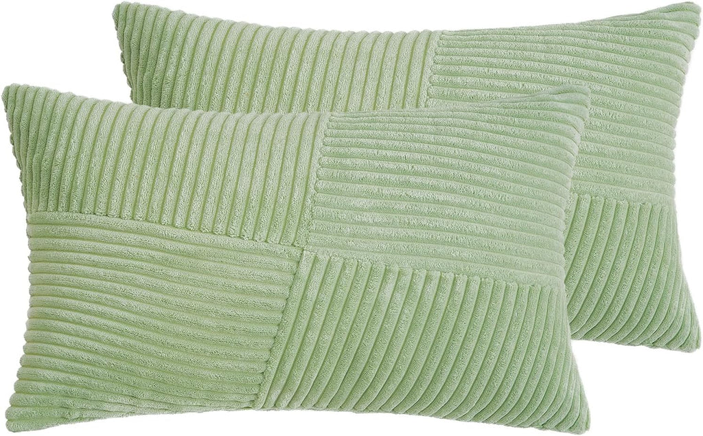 Corduroy Windmill-Inspired Cushion Covers - Twin-Pack - Sage - 30cm x 50cm