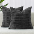 Boho Corduroy Cushion Covers - Twin-Pack - Dark Grey - 45cm x 45cm