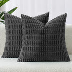 Boho Corduroy Cushion Covers - Twin-Pack - Dark Grey - 45cm x 45cm