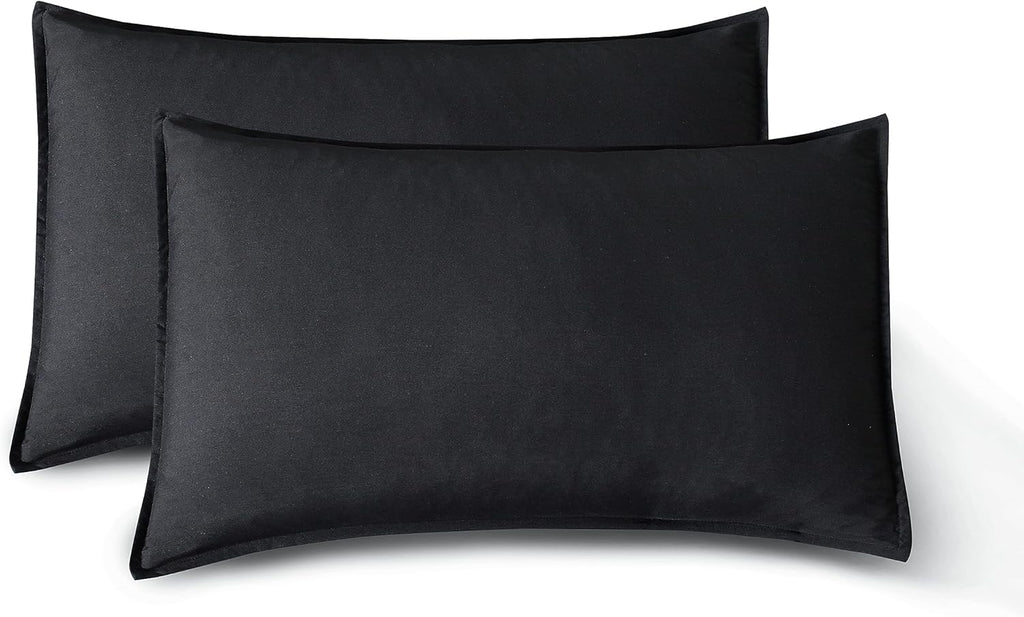 Vintage Washed Microfibre Sheet Set with Pillowcases - Black