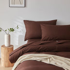 Vintage Washed Cotton Quilt Cover Set - Dark Brown