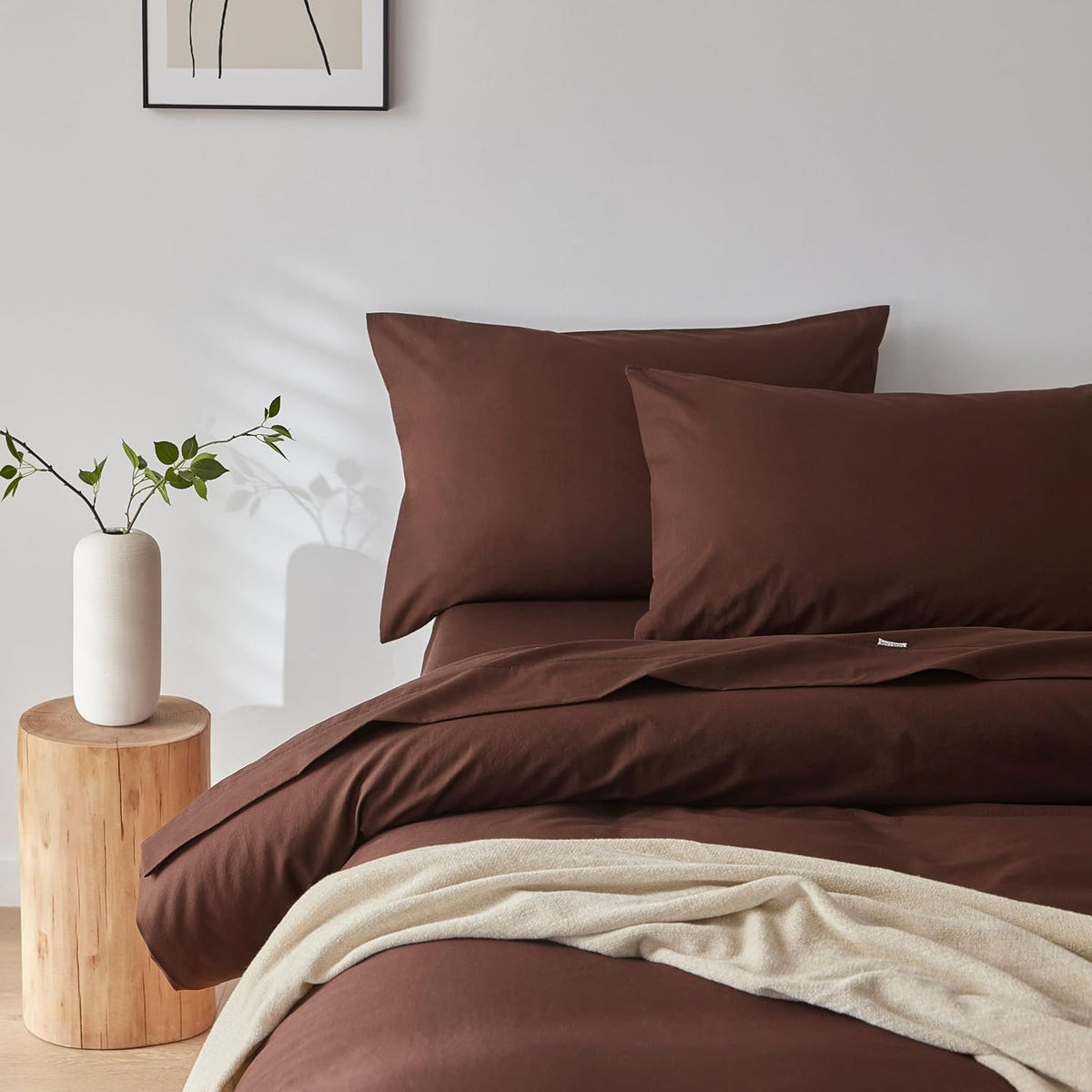 Vintage Washed Cotton Standard Pillowcases - Twin-Pack - Dark Brown