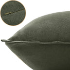Linen-Cotton European Pillowcases - Soft & Breathable with Hidden Zipper Design - Khaki Green, 65x65cm