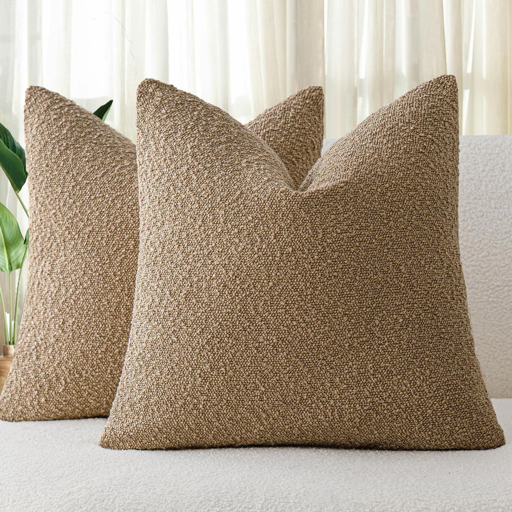 Boucle European Pillowcases - Camel - Twin Pack
