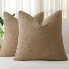 Boucle European Pillowcases - Camel - Twin Pack