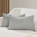 Corduroy Windmill-Inspired Cushion Covers - Twin-Pack - Light Grey - 30cm x 50cm