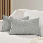 Corduroy Windmill-Inspired Cushion Covers - Twin-Pack - Light Grey - 30cm x 50cm