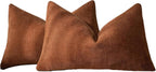 Chenille Haze-Textured Cushion Covers - Pack of 2 - Rust, 30cm x 50cm
