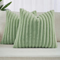 Faux Fur Cushion Covers - Twin-Pack - Sage - 45cm x 45cm