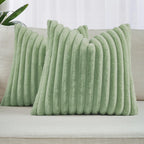 Faux Fur Cushion Covers - Twin-Pack - Sage - 45cm x 45cm