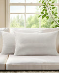 Corduroy Velvet Cushion Covers - Pack of 2 - White, 30cm x 50cm