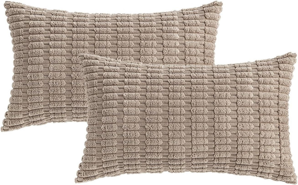 Boho Corduroy Cushion Covers - Twin-Pack - Taupe - 30cm x 50cm