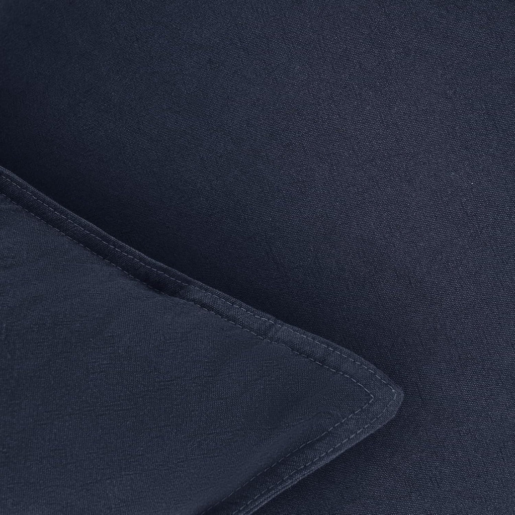 Linen-Cotton European Pillowcases - Soft & Breathable with Hidden Zipper Design - Navy, 65x65cm