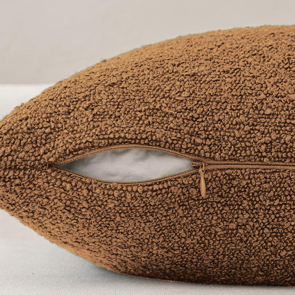 Boucle Cushion Covers - Twin-Pack - Caramel - 30cm x 50cm