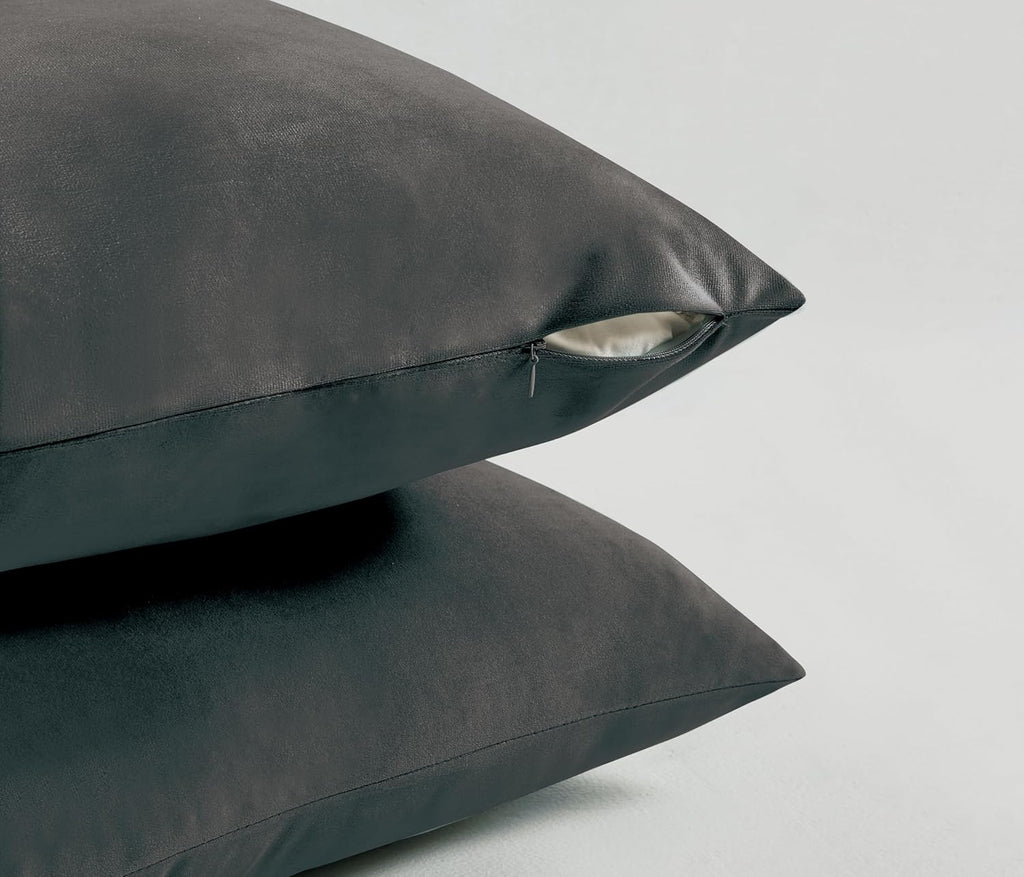 Velvet Cushion Covers - Twin-Pack - Dark Grey