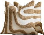 Tufted Wave Cushion Covers Set of 2, Camel, 45 x 45 cm