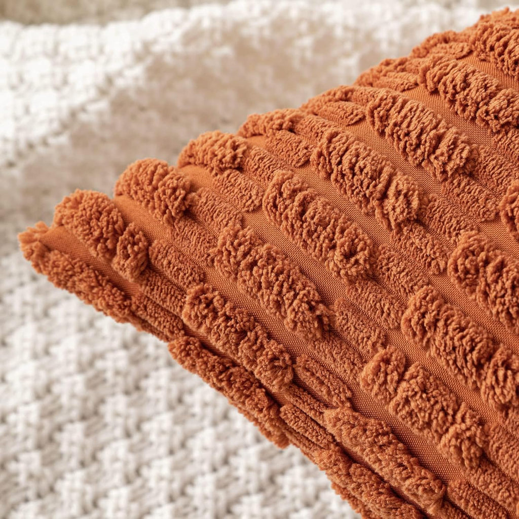 Boho Corduroy Cushion Covers - Twin-Pack - Rust - 45cm x 45cm