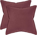 Linen-Cotton European Pillowcases - Soft & Breathable with Hidden Zipper Design - Burgundy, 65x65cm