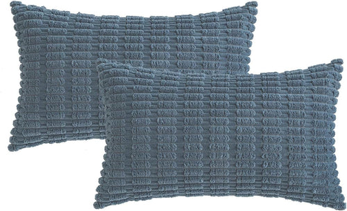 Boho Corduroy Cushion Covers - Twin-Pack - Dusty Blue - 30cm x 50cm