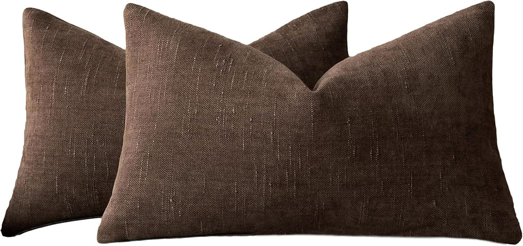 Chenille Haze-Textured Cushion Covers - Pack of 2 - Coffee, 30cm x 50cm