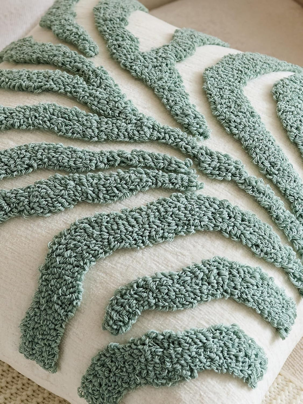Tufted Leaf Cushion Covers - Twin-Pack - Seafoam, 45cm x 45cm